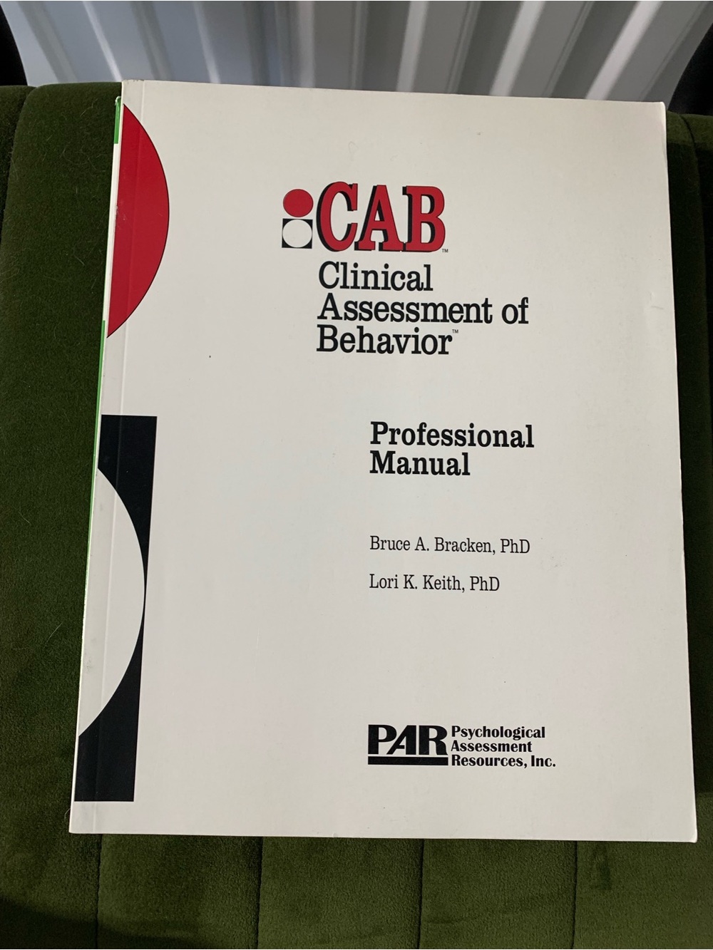 PAR CAB Clinical Assessment of Behavior Professional Manual